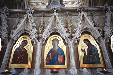 20th century Icons by Sergei Fyodorov, Winchester Cathedral, Winchester, Hampshire, England, United Kingdom, Europe