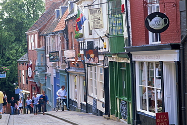 Shops in Steep Hill, Lincoln, Lincolnshire, England, United Kingdom, Europe