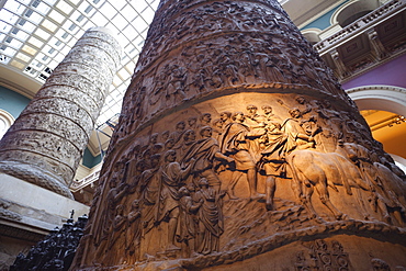 Detail of Trajan's Column in the Cast Court, Victoria and Albert Museum, London, England, United Kingdom, Europe