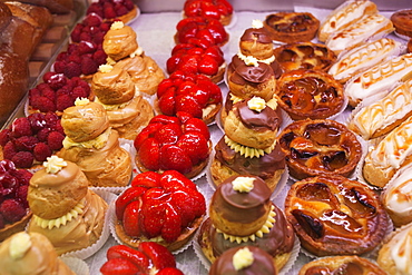 Display of French cakes, Paris, France, Europe