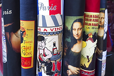 Souvenir aprons for sale, Paris, France, Europe