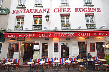 Restaurant facade, Montmartre, Paris, France, Europe