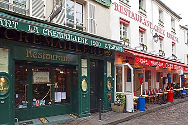 Restaurant facade, Montmartre, Paris, France, Europe