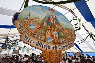 Traditional town banner, Oktoberfest, Munich, Bavaria, Germany, Europe