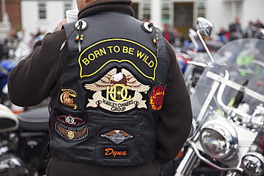 Biker's leather jacket, Reunion Day at the Ace Cafe, London, England, United Kingdom, Europe