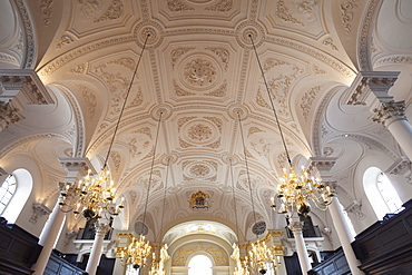 Interior of St. Martin-in-the-Fields church, Trafalgar Square, London, England, United Kingdom, Europe