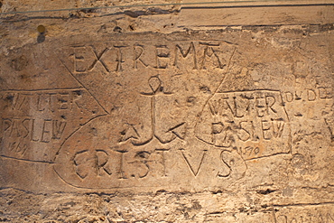 Graffiti by prisoners in the Beauchamp Tower, Tower of London, UNESCO World Heritage Site, London, England, United Kingdom, Europe