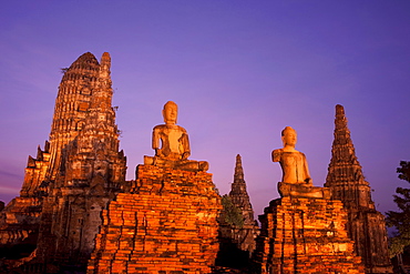 Wat Chai Wattanaram at dusk, UNESCO World Heritage Site, Ayutthaya Historical Park, Ayutthaya, Thailand, Southeast Asia, Asia