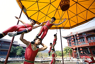 Children performing acrobatics, Shanghai, China, Asia