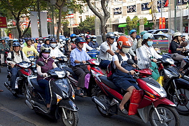 Motorbike traffic, Ho Chi Minh City, Vietnam, Indochina, Southeast Asia, Asia