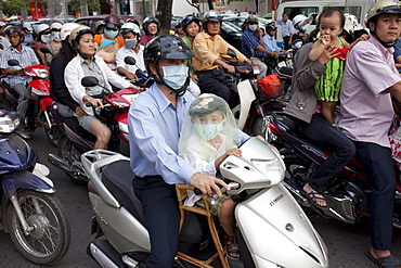 Motorbike traffic, Ho Chi Minh City, Vietnam, Indochina, Southeast Asia, Asia