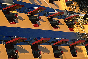 Detail of gunports, HMS Victory, Portsmouth, Hampshire, England, United Kingdom, Europe