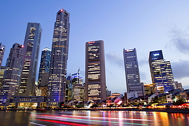 Singapore River and city skyline, Singapore, Southeast Asia, Asia