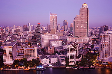 City skyline and Chao Phraya River, Bangkok, Thailand, Southeast Asia, Asia