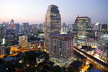 Silom Area skyline, Bangkok, Thailand, Southeast Asia, Asia