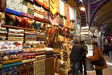 Fabric shop, Grand Bazaar, Sultanahmet, Istanbul, Turkey, Europe