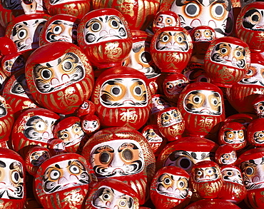 Daruma dolls, New Year Festival, Tokyo, Honshu, Japan, Asia