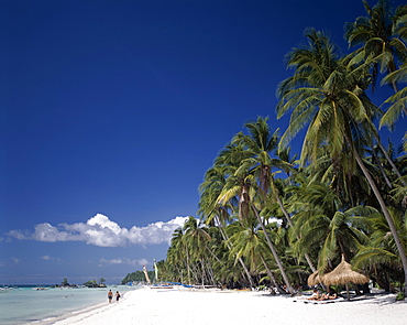 Palm trees and sandy beach, Boracay Beach, Boracay Island, Philippines, Southeast Asia, Asia