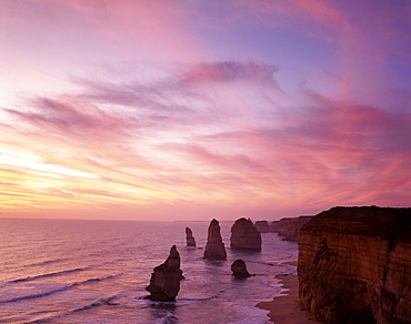 The Twelve Apostles at sunset, Port Campbell National Park, Victoria, Australia, Pacific