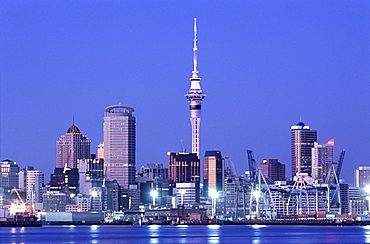 City skyline at night, Auckland, North Island, New Zealand, Pacific