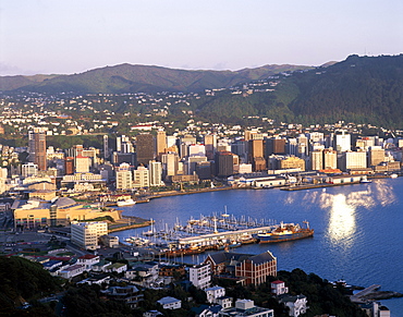 City skyline and harbour, Wellington, North Island, New Zealand, Pacific