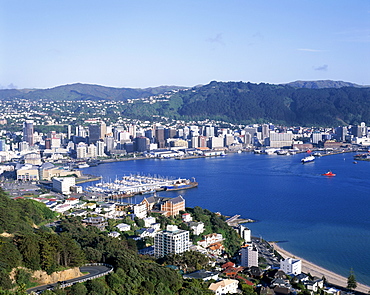 City skyline and harbour, Wellington, North Island, New Zealand, Pacific