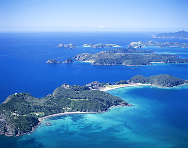 Aerial view, Russell, Bay of Islands, North Island, New Zealand, Pacific