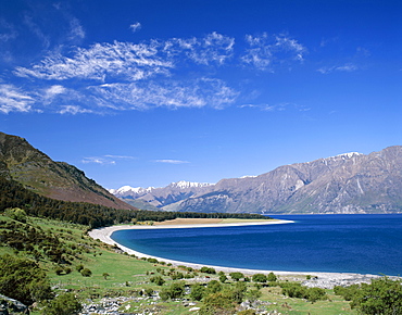 Lake Hawea and The Southern Alps Mountain Ranges, Wanaka, South Island, New Zealand, Pacific