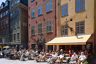 Outdoor cafes, The Old Town (Gamla Stan), Stockholm, Sweden, Scandinavia, Europe