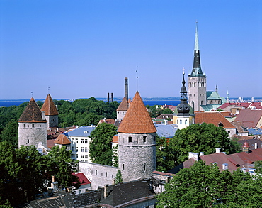 Skyline of Old Town, UNESCO World Heritage Site, Tallin, Estonia, Baltic States, Europe