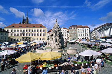 The Garden Market (Zelny trh) and Parnassus Fountain, Brno, South Moravia, Czech Republic, Europe