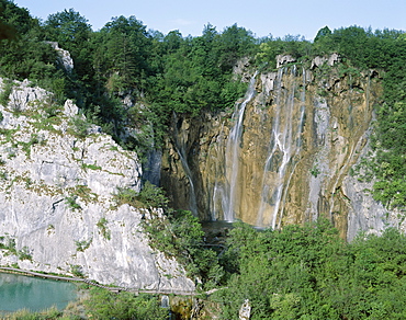 Waterfall and park, Plitvice Lakes National Park, UNESCO World Heritage Site, Kvarner and Highlands, Croatia, Europe