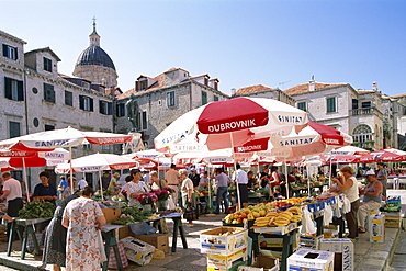 Market in the Old City, UNESCO World Heritage Site, Dubrovnik, Dalmatian Coast, Croatia, Europe