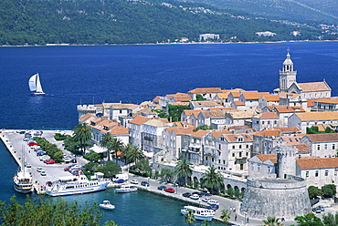 Town skyline, Korcula, Korcula Island, Adriatic Islands, Croatia, Europe