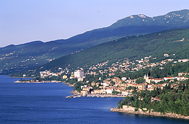 Town and coastline, Opatija, Istria Region, Croatia, Europe