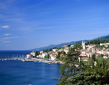 Town and coastline, Opatija, Istria Region, Croatia, Europe