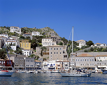 Town and harbour, Hydra (Ydra), Argo-Saronic Islands, Greek Islands, Greece, Europe