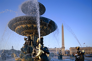 Fountains in the Place de la Concorde, Paris, France, Europe