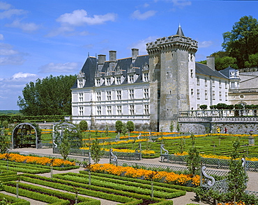 Villandry Castle (Chateau de Villandry) and Renaissance Garden, UNESCO World Heritage Site, Villandry, Indre et Loire, Loire Valley, France, Europe