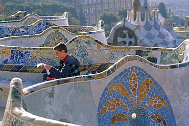 Guell Park (Parc Guell), by Antoni Gaudi, UNESCO World Heritage Site, Barcelona, Catalonia, Spain, Europe