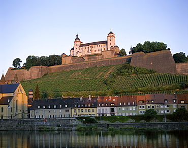 Marienberg Fortress (Festung Marienberg) and River Main, Wurzburg, Romantic Road (Romantische Strasse), Bavaria, Germany, Europe