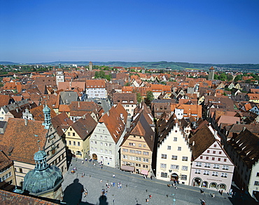 View from The Town Hall, Rothenburg ob der Tauber, Romantic Road (Romantische Strasse), Bavaria, Germany, Europe