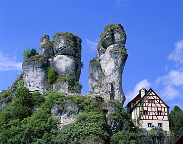 Cliffs at Tuchersfeld, Little Switzerland, Bavaria, Franconia, Germany, Europe