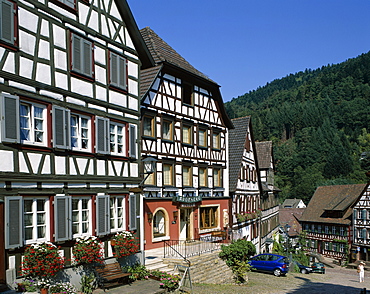 Timbered houses, Schiltach, Black Forest (Schwarzwald), Baden-Wurttemberg, Germany, Europe