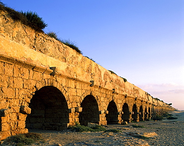 Roman Aqueduct on the coast, Caesarea, Israel, Middle East