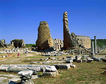 Roman ruins, Perge, Mediterranean Coast, Anatolia, Turkey, Asia Minor, Eurasia