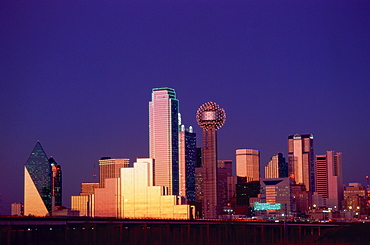 City skyline at night, Dallas, Texas, United States of America, North America