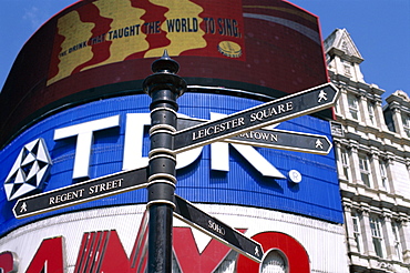 Sign post, Piccadilly Circus, London, England, United Kingdom, Europe