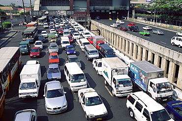 Typical traffic jam, Manila, Philippines, Southeast Asia, Asia