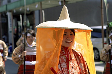 Girls dressed in Heian period costume, Japanese Warriors Procession Festival, Odawara, Kanagawa, Japan, Asia